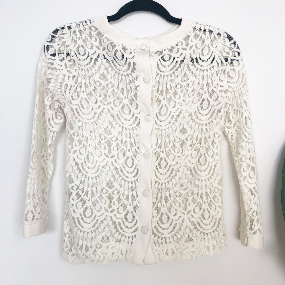 Banana Republic Ivory Crochet Lace Button Back Top